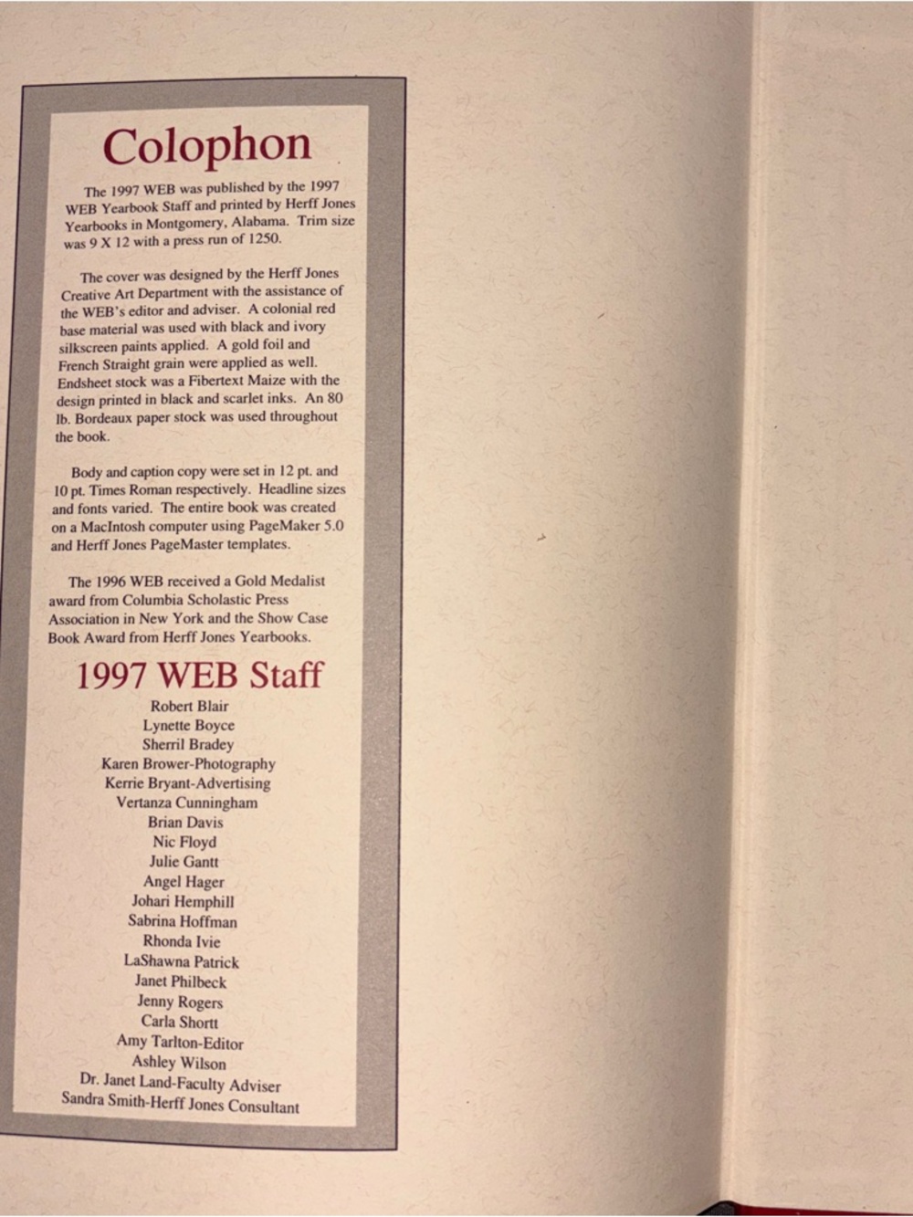 Vintage Yearbook Gardner-Webb University Yearbook/Annual 1997 Vol. 63 Unsigned - Picture 6 of 6